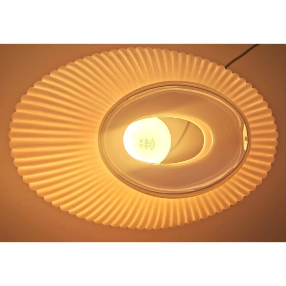 Table Lamp Beautiful Milk Glass Ribbed Shade Brass Base Vintage Rare Italy - Picture 3 of 15